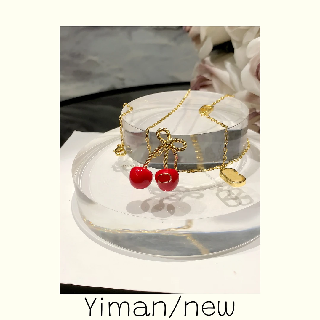 铜合金项链 红色灵动樱桃项链MZ3621