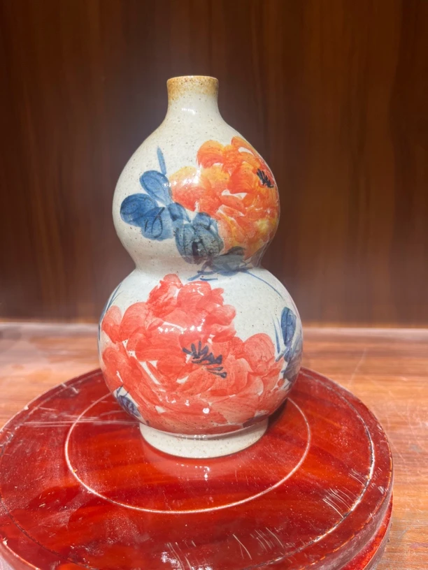 手工手绘复古青花牡丹景德镇高温陶瓷水培花器餐桌花瓶摆件