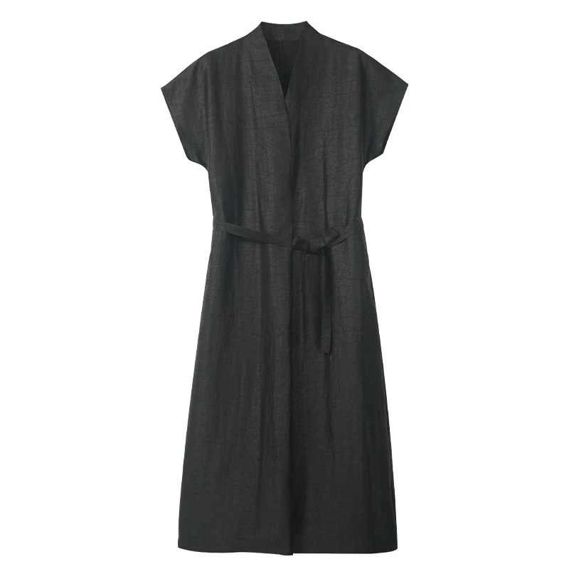 100桑蚕丝香云纱黑龟短袖连衣裙Q8681孤品