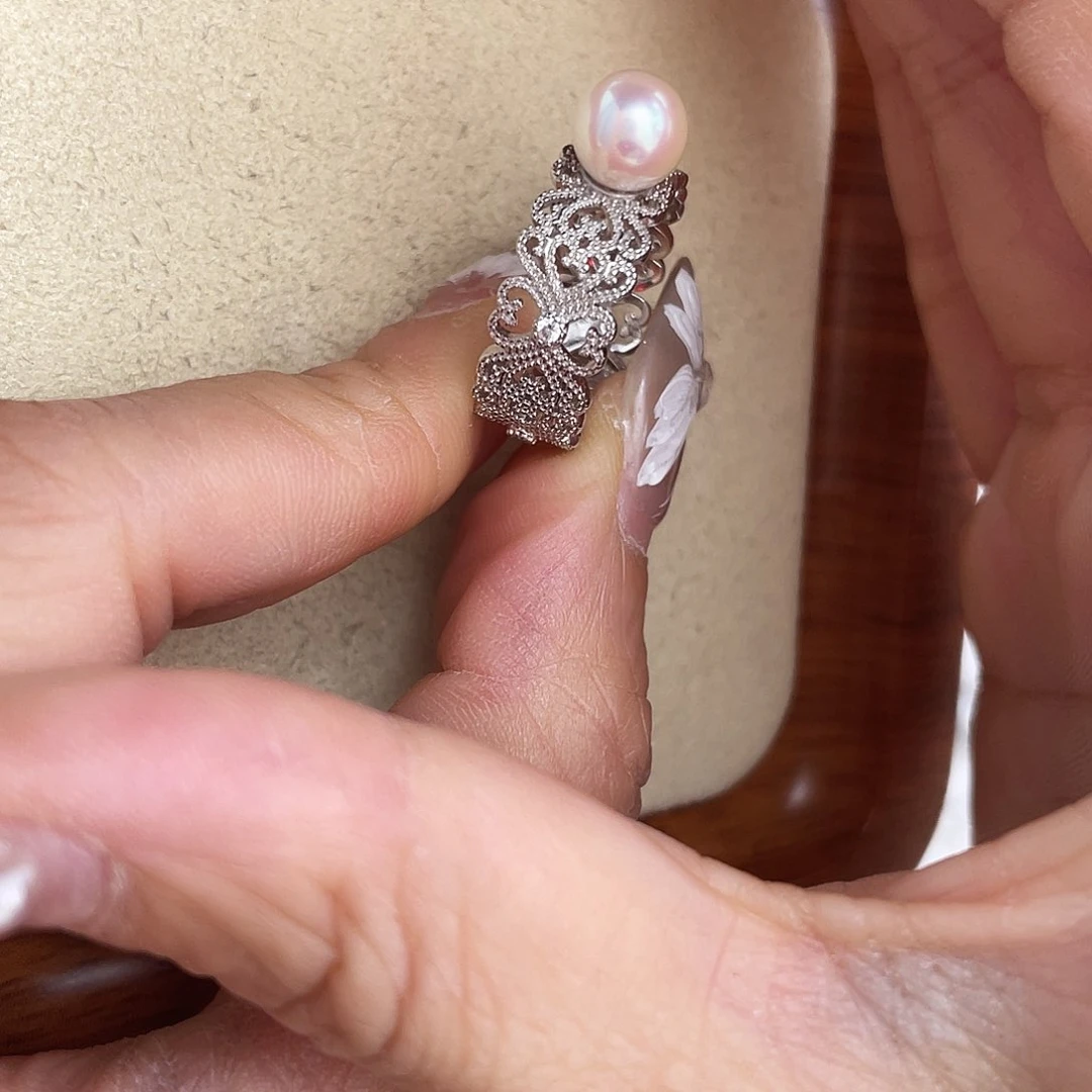 海水珍珠戒指银S925镶嵌