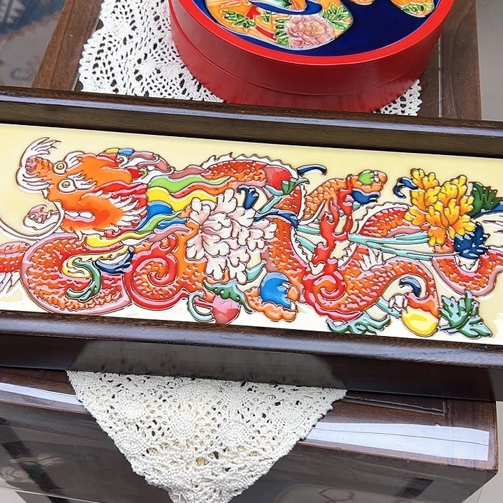 用***2陶茶盘双面龙实木好看