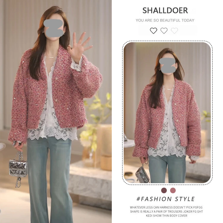 2025秋季新款时尚减龄气质显瘦设计感衣服女潮流圆领百搭长袖外套