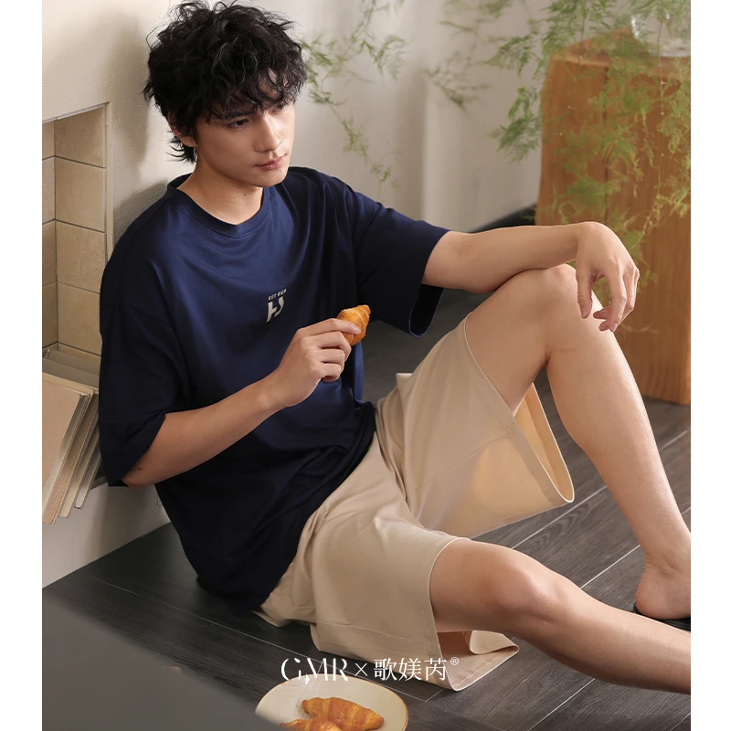 夏季薄款短袖青年睡衣家居服套装短裤男款高质感穿搭莫代尔棉凉感