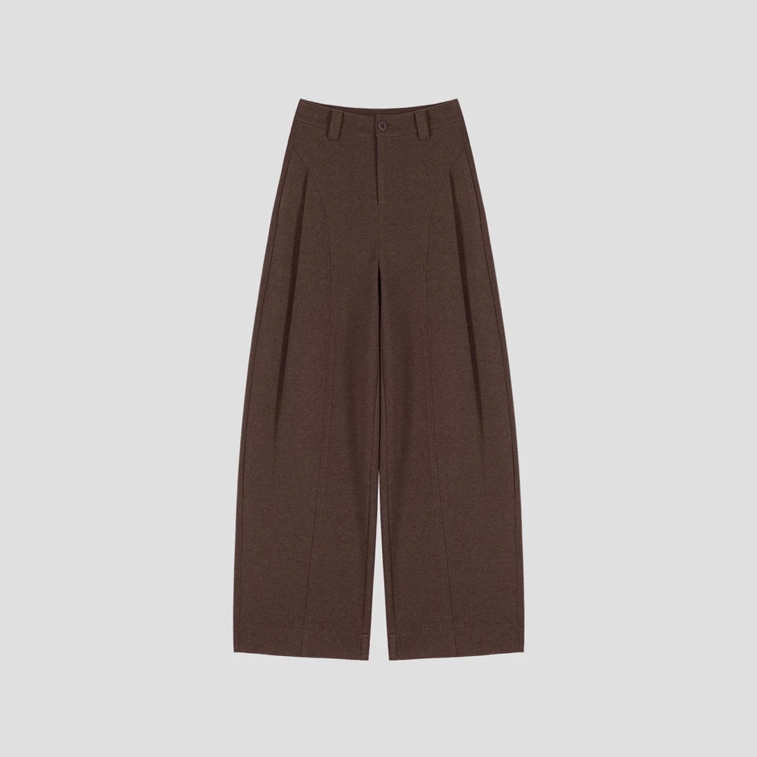 秋冬厚款毛呢贝斯裤~糯感休闲裤垂感宽松直筒裤显瘦阔腿裤女1527