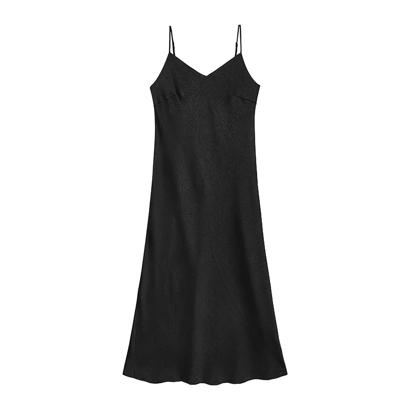 【达人专属】暗花纹肌理垂感长裙W5087