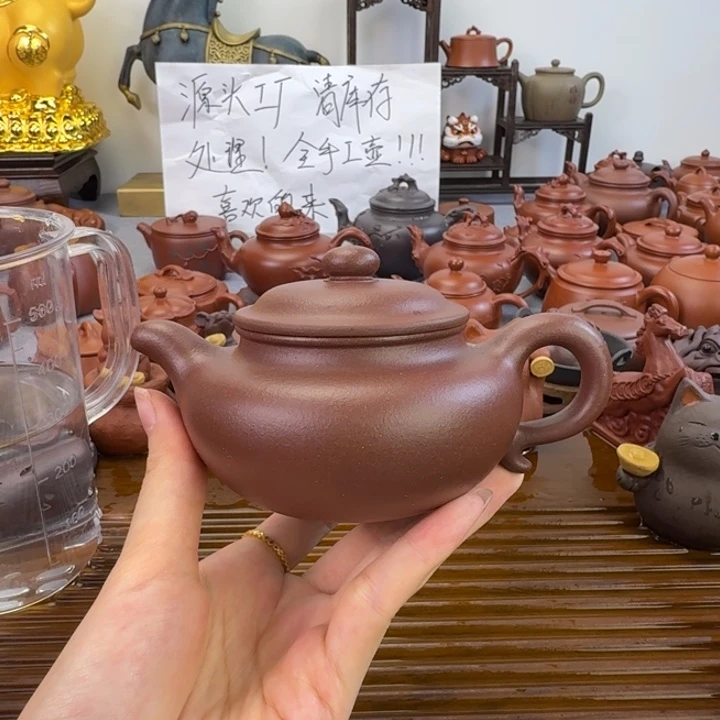 桃***了紫砂茶壶紫泥全手仿古180毫升