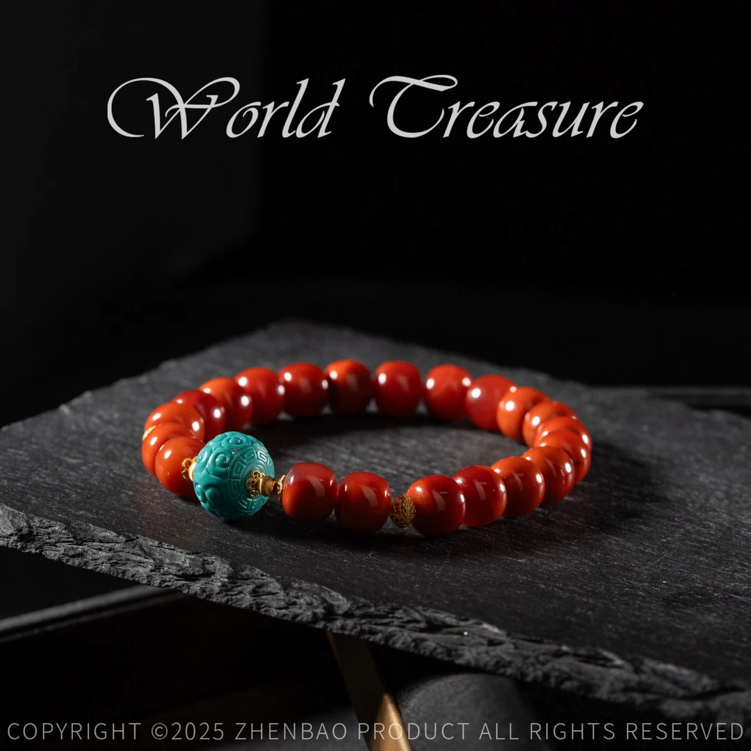 【世间臻宝】18K绿松石DIY南红手串/Q2919/多样性发/8mm/5