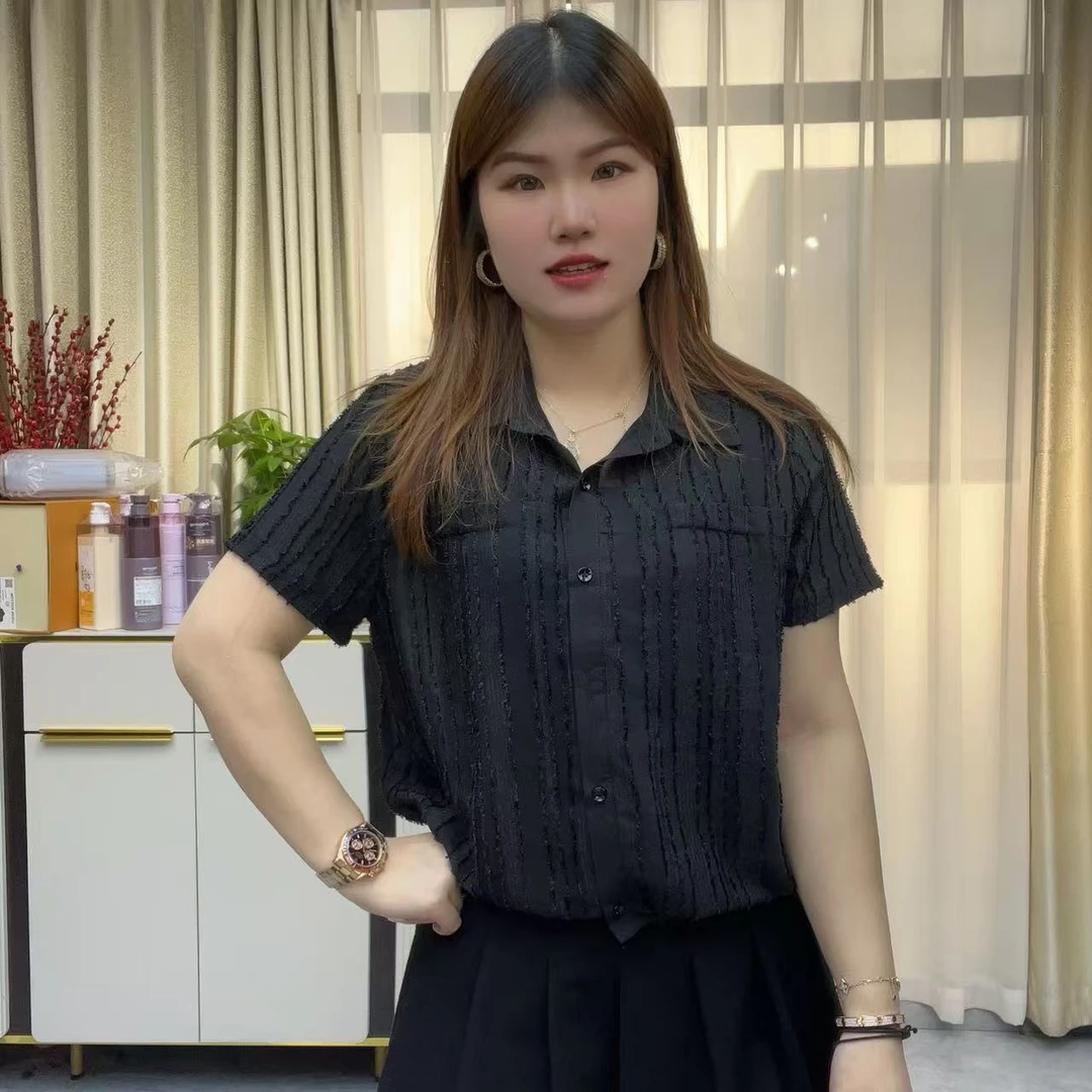 小鑫肝@设计款翻领带扣小香风流苏时尚百搭衬衫 2510