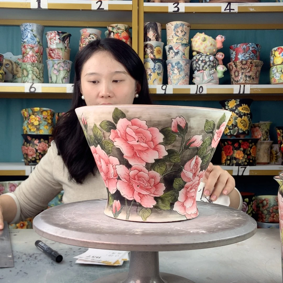 叫***张陶景德镇手工花盆957