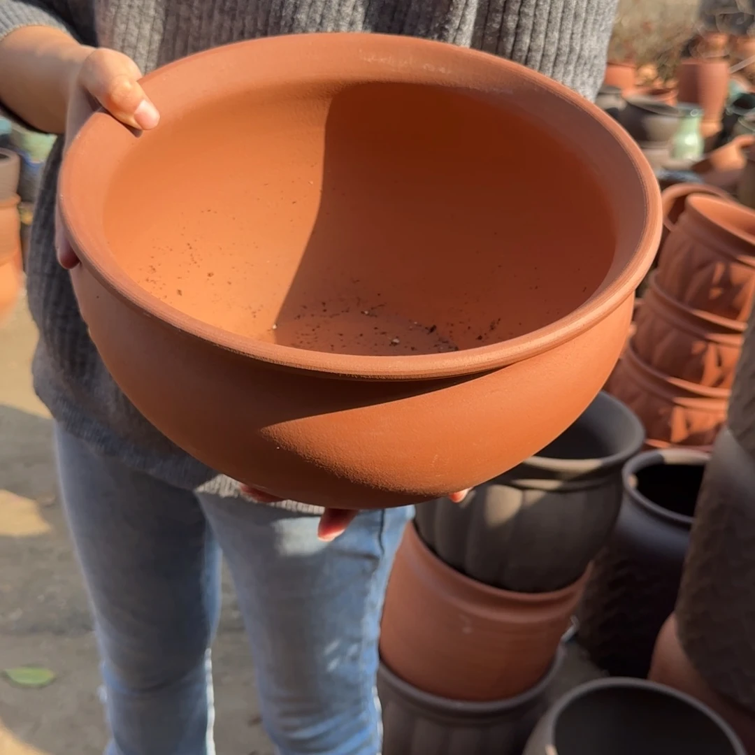 紫砂花盆口31高18宜兴紫砂微瑕花泥