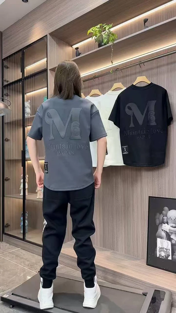 2025年春夏季新款男士百搭时尚宽松短袖T恤半袖简约字母宽松韩版