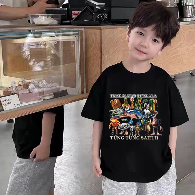 美国山海短袖T恤童装短袖夏季男孩圆领卡通男女童印花2025新款