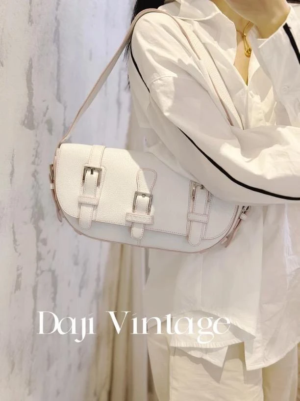 95新 LOEWE/罗意威 大吉中古/sh/Loewe罗意威白粉飞碟包