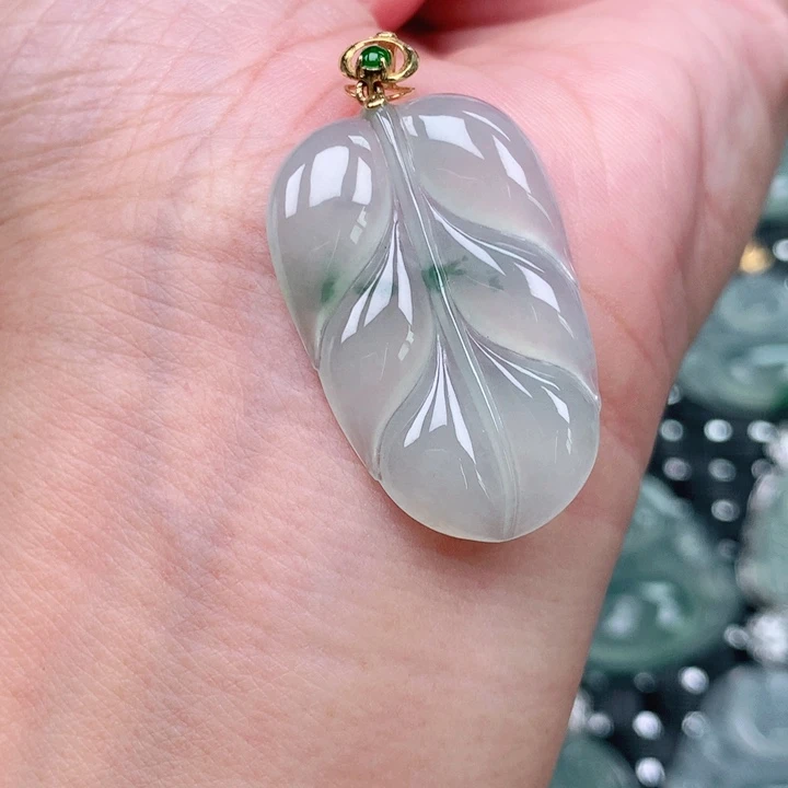 翡翠18K金镶嵌吊坠(不含链)