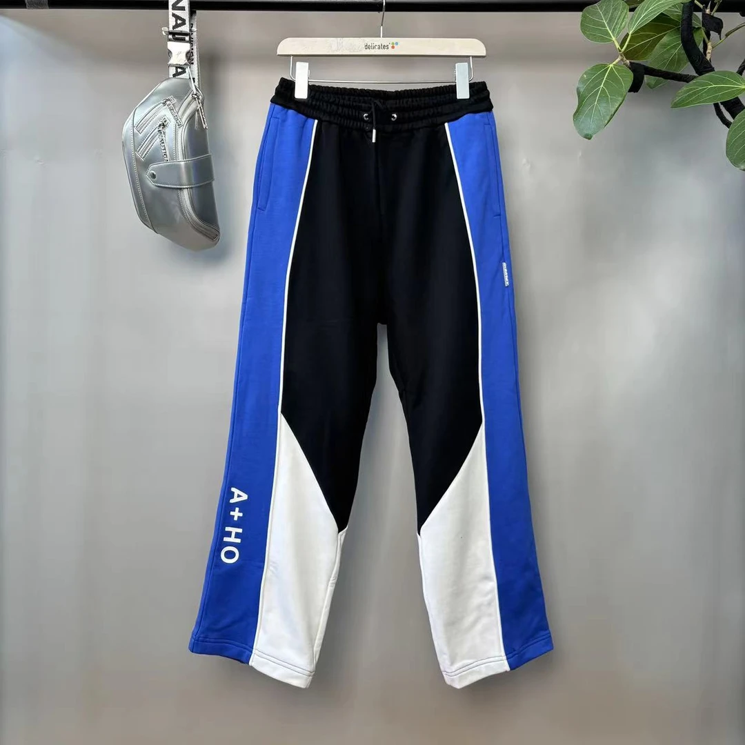 H-29【HO】 25春季新款男士拼接撞色直筒针织长裤 31058