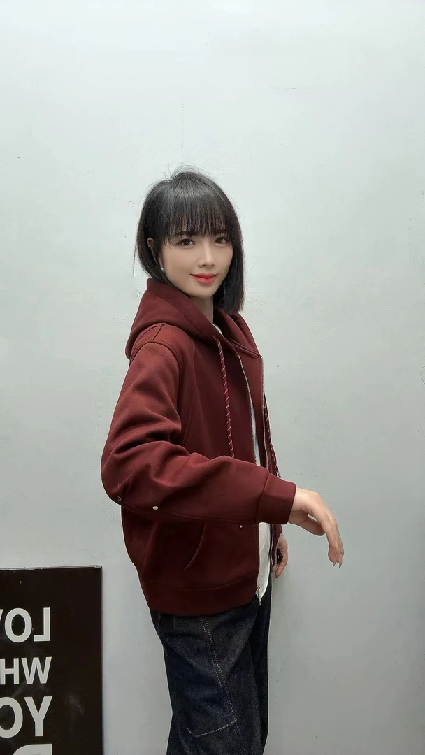 A45休闲风卫衣春季休闲纯色加绒带帽运动宽松百搭