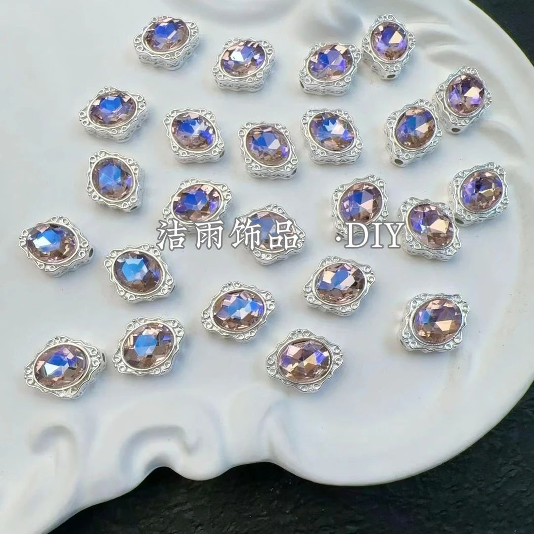 (洁雨饰品 DIY)  T017  福利菱形银粉月光粉通孔串珠diy饰品配件