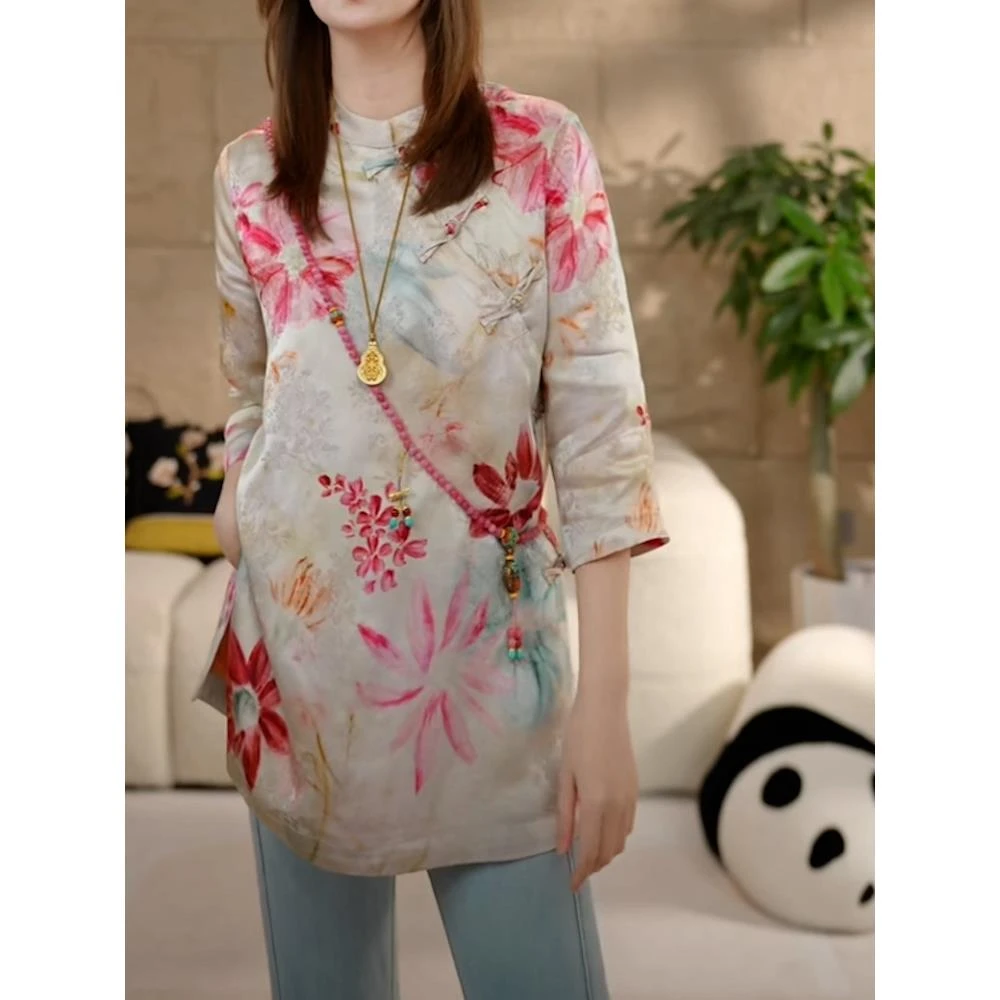 2025年爆款设计感宽松C新中式国风上衣女夏