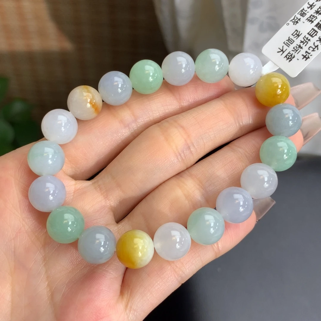 翡翠手链未镶嵌卡10冰胶多宝手串