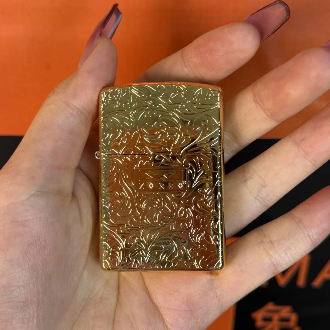 【火机总仓福利】佐罗镀金二代打火机双面唐草花纹防风收藏送礼