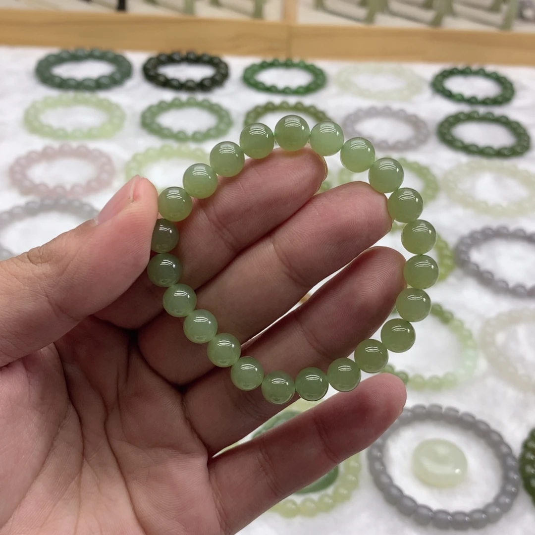 和田玉未镶嵌手串（冰晴绿8）