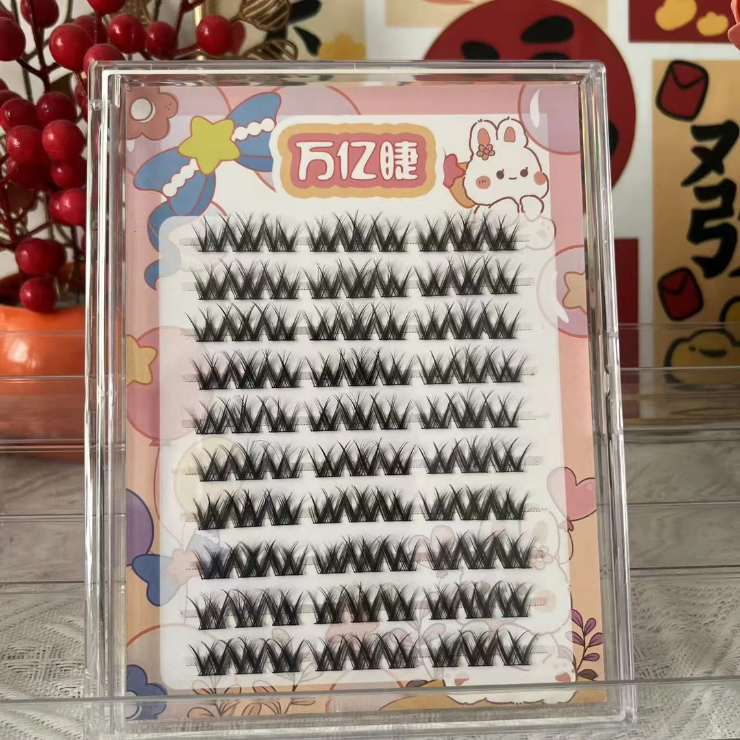 上镜款免胶W型浓密大花卷翘芭比时尚漫画柔软纤长仿真黑梗假睫毛