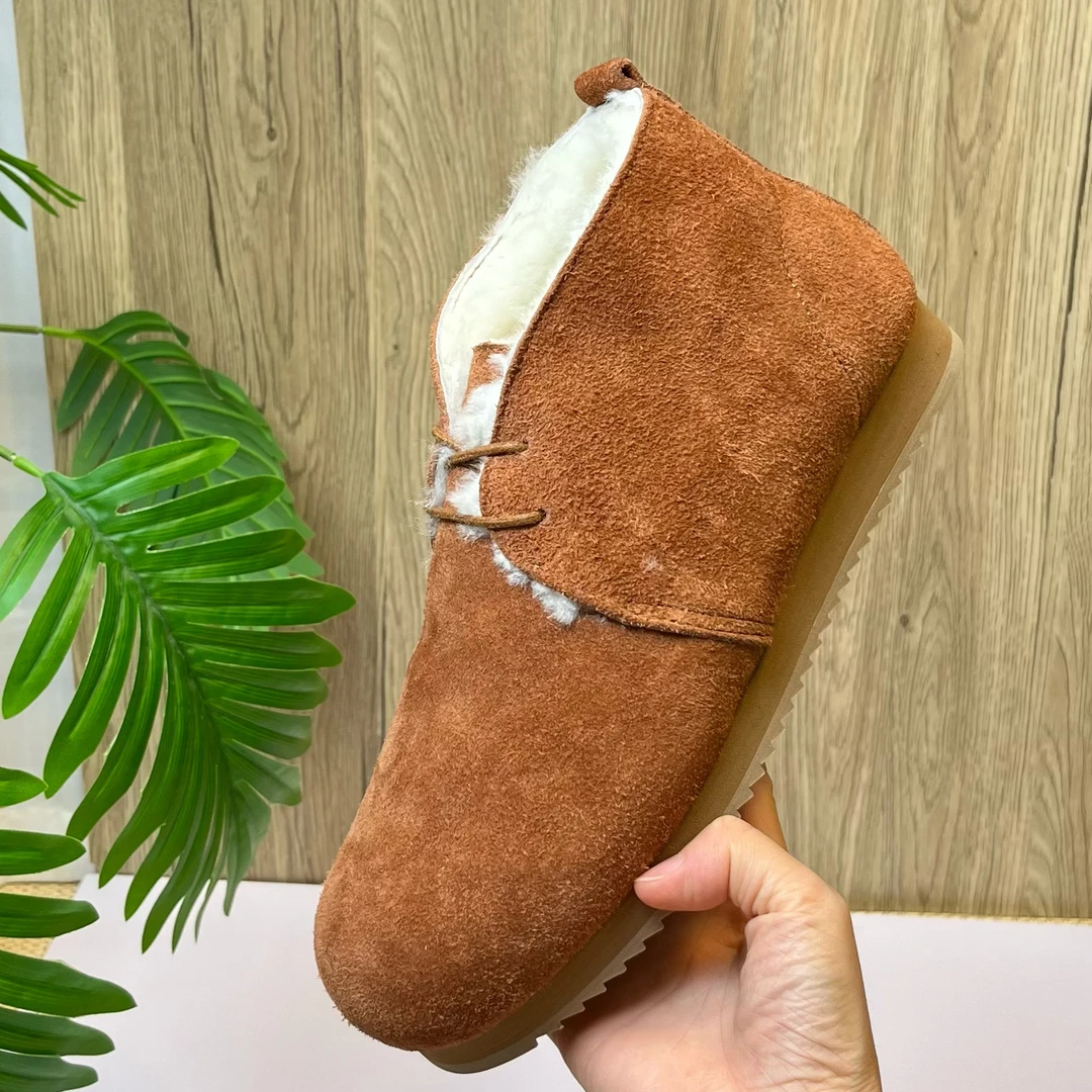 秋冬男士皮毛一体男靴保暖防滑轻便休闲加厚东北大棉靴圆头