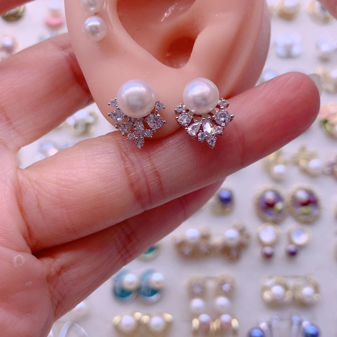 淡水珍珠合金耳饰