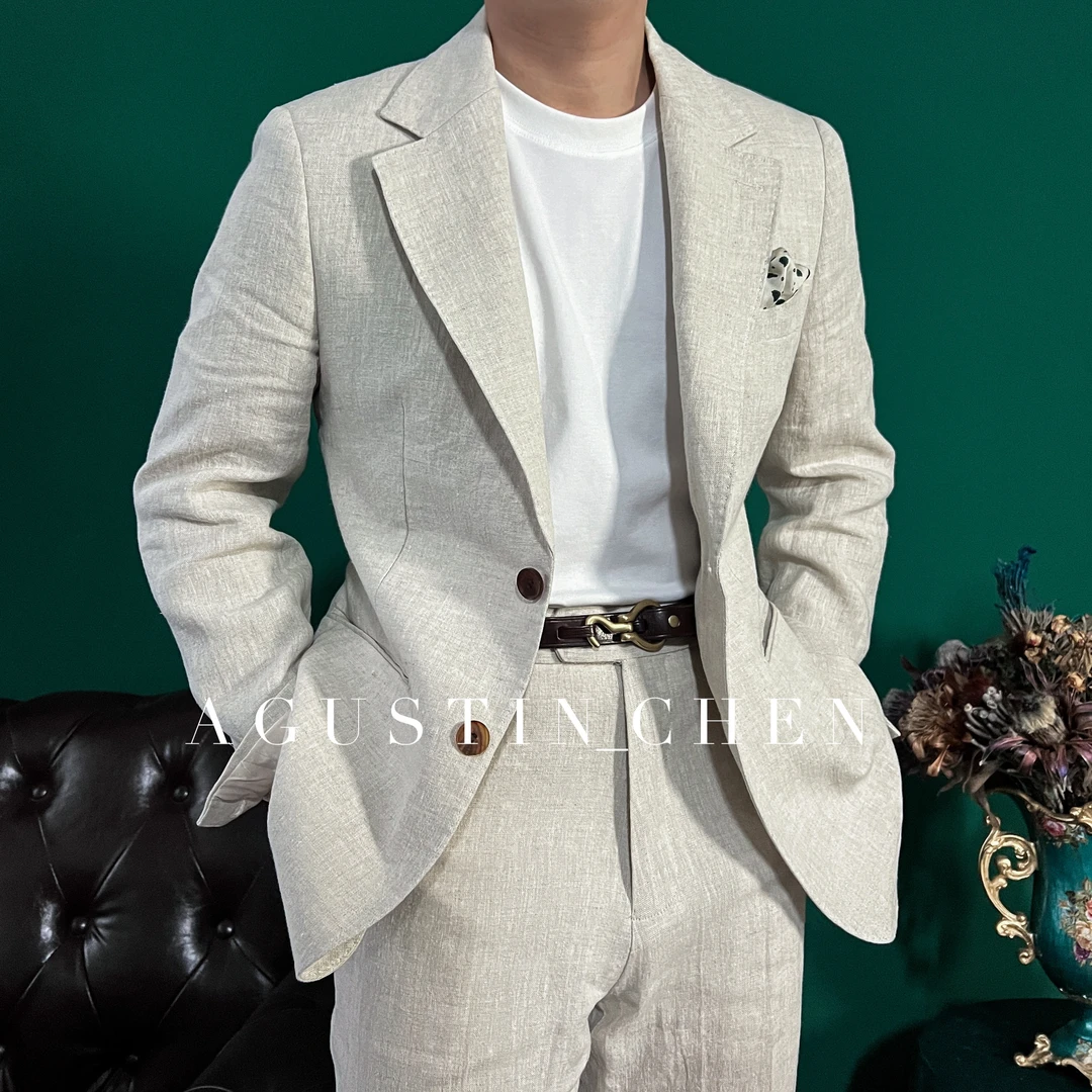 Agustin_Chen 夏季意式半里衬【100%亚麻】西装那不勒斯休闲轻薄