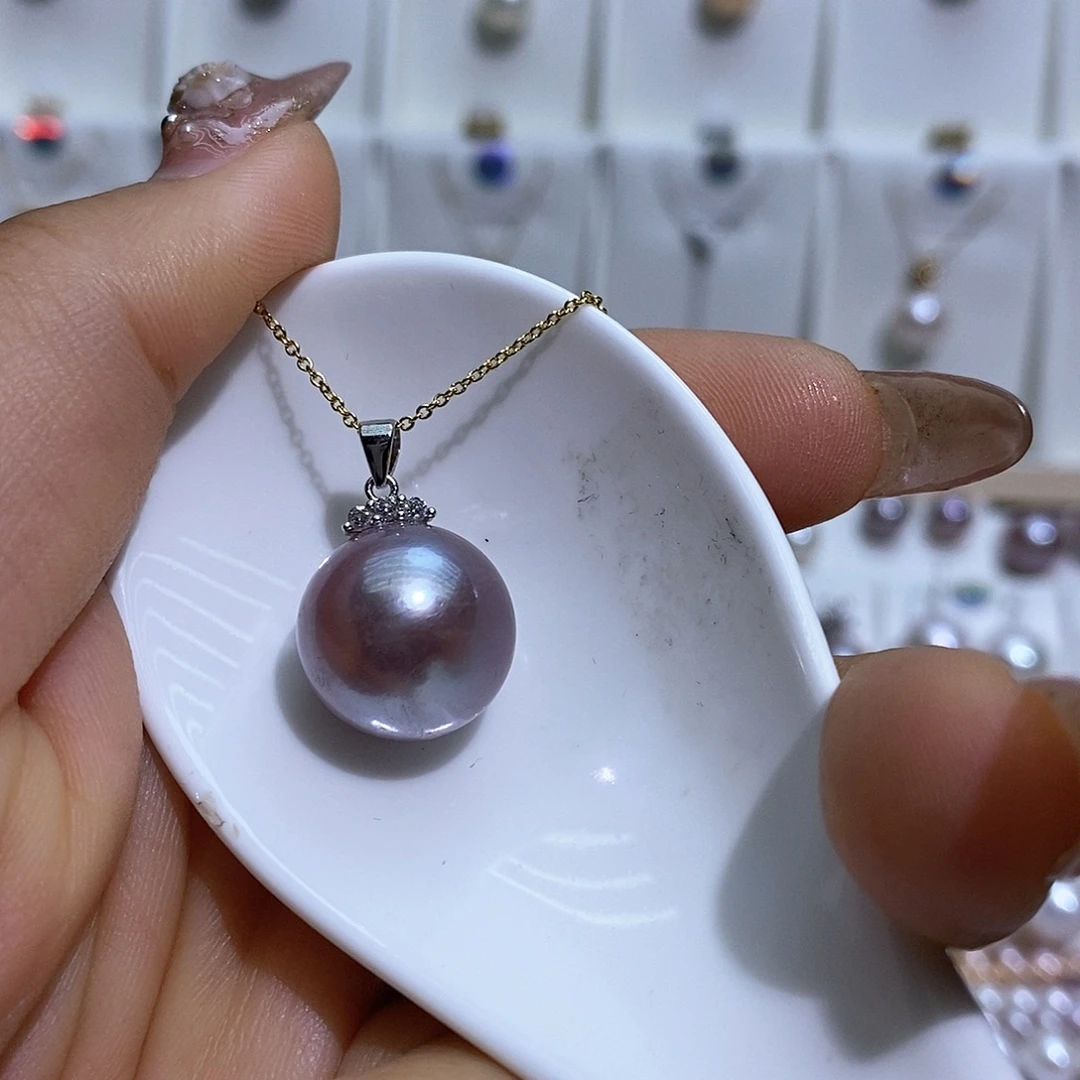 银S925镶嵌吊坠赠合金链条淡水珍珠15M