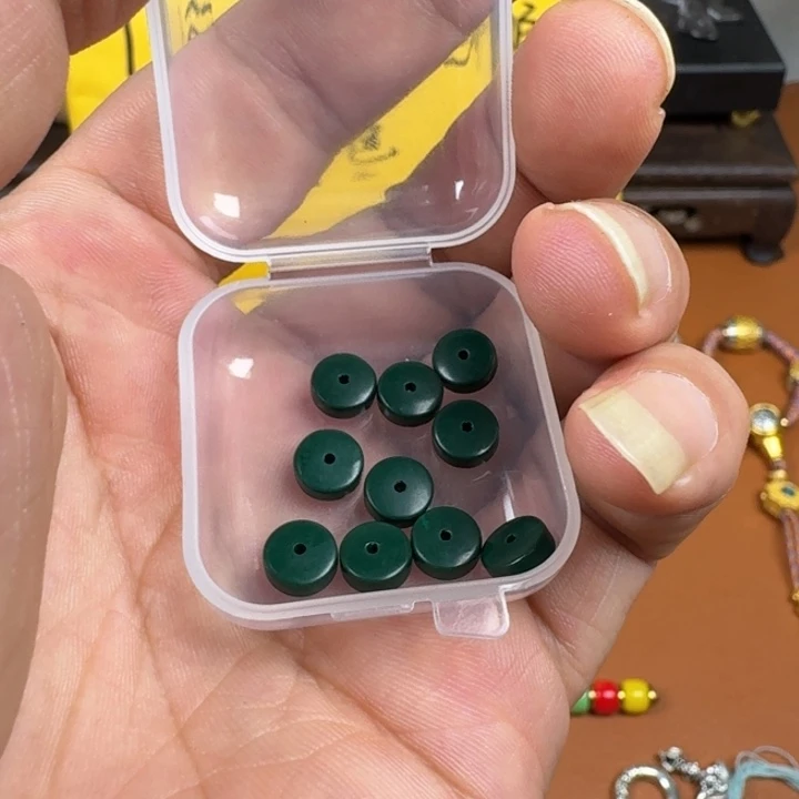合成碳硅石铜合金文玩配饰绿小松隔片