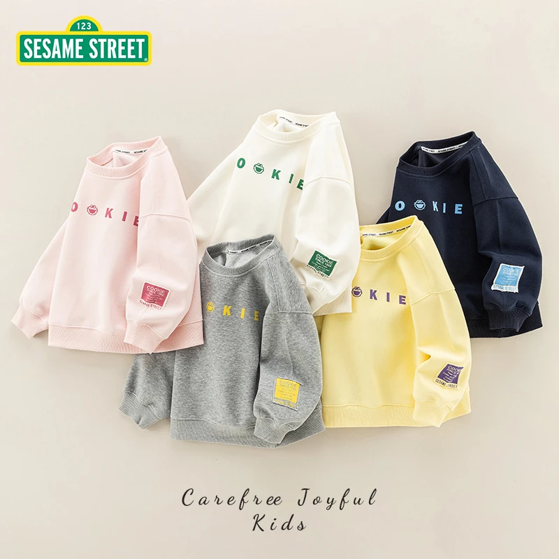 【ZH】芝麻街春季新款儿童糖果色圆领百搭卫衣ZMCA007