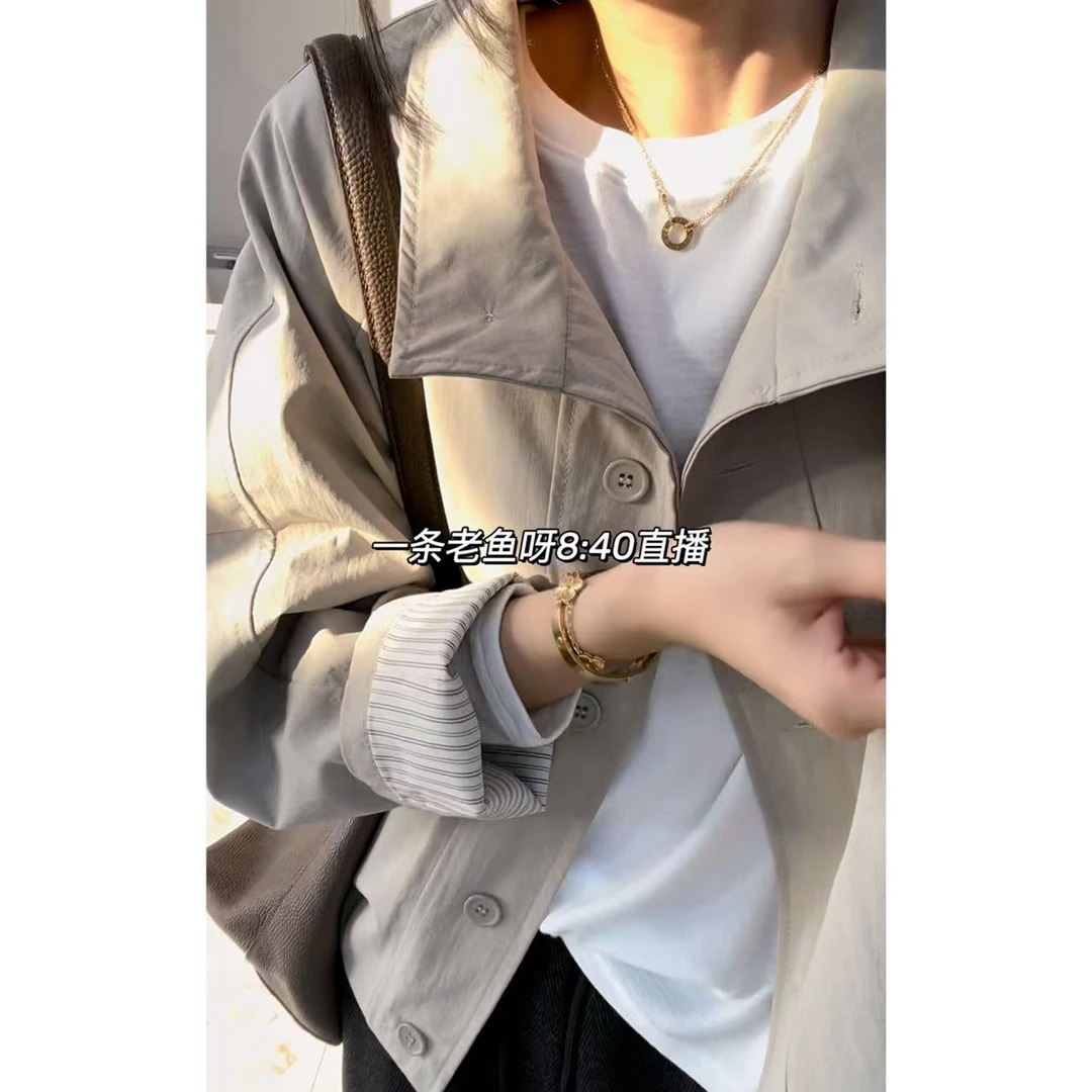 R 秋季新款风衣外套女 韩版宽松百搭1677