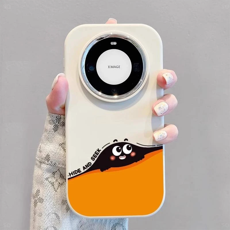 可爱煤球适用华为mate60Pro手机壳Pura70创意卡通苹果15保护套防