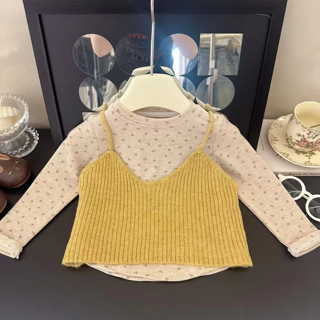女童2025秋季韩版洋气背心+打底两件套LY036
