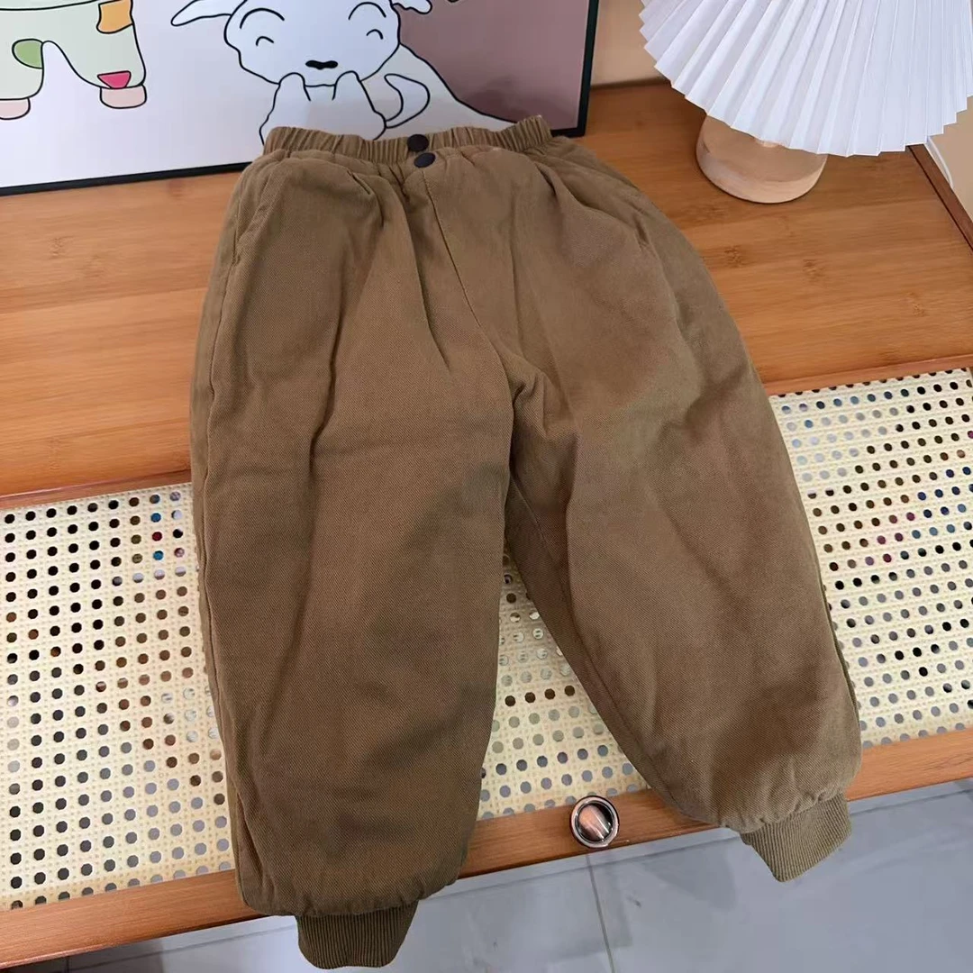 米果 儿童韩版秋冬蚕丝夹棉加厚过冬森系棉裤