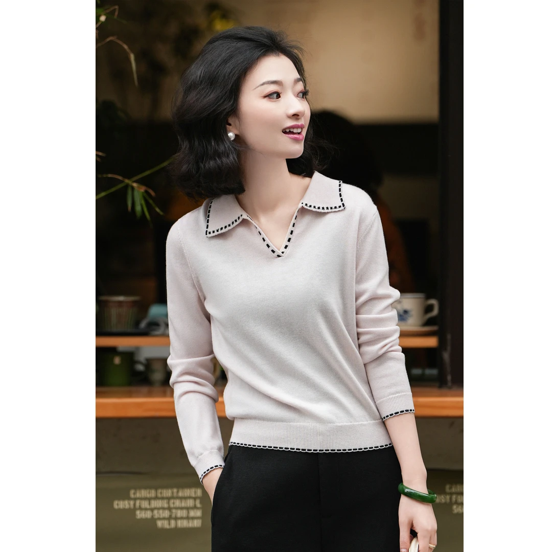 西子/【随心】精纺羊毛POLO领设计款百搭针织毛衫/MSBH967