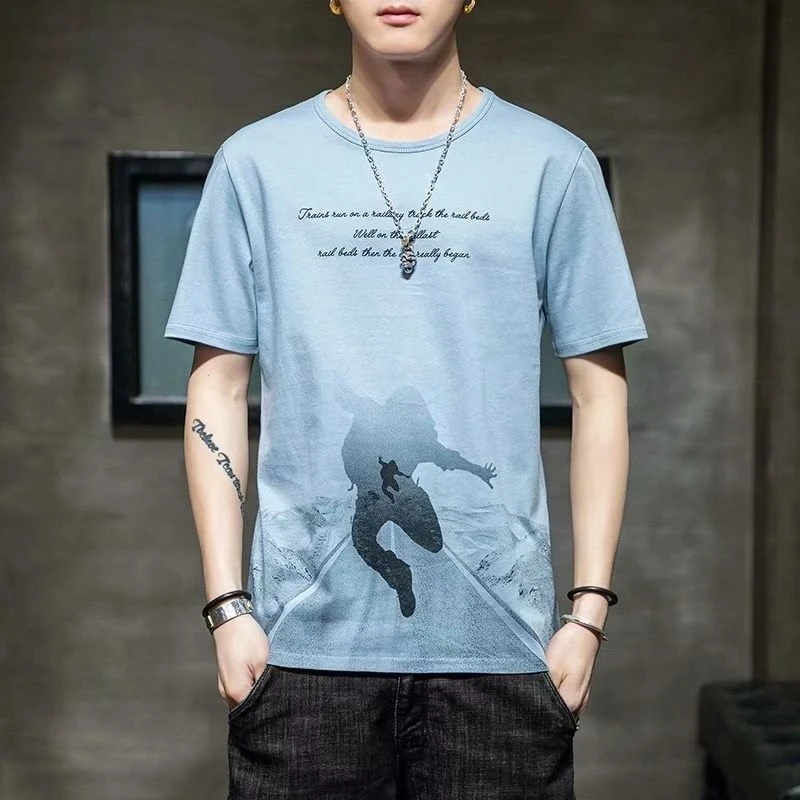 潮牌服饰35-9备注编码夏季上衣半袖圆领印花男士潮流男装休闲t恤