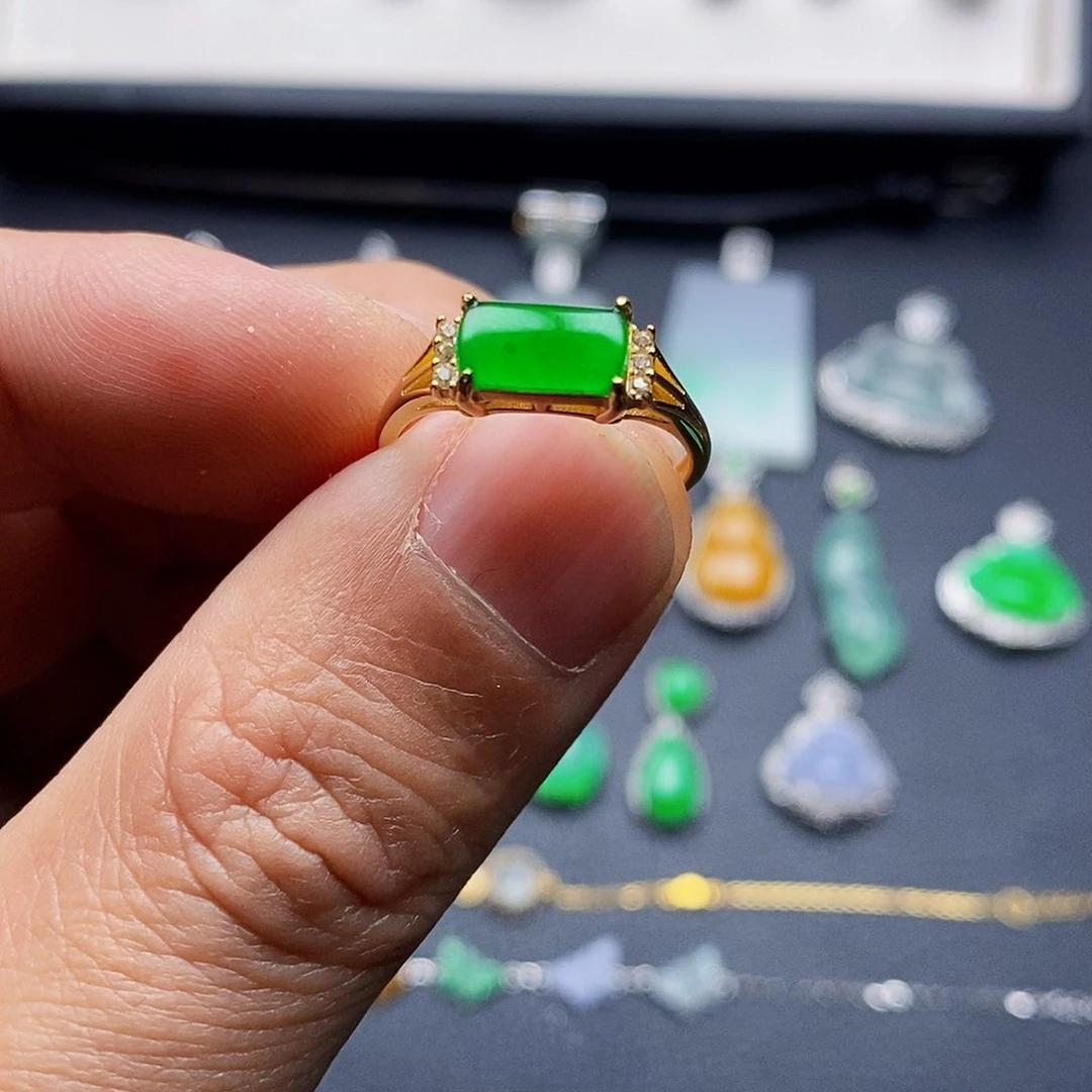 银S925镶嵌戒指翡翠戒指