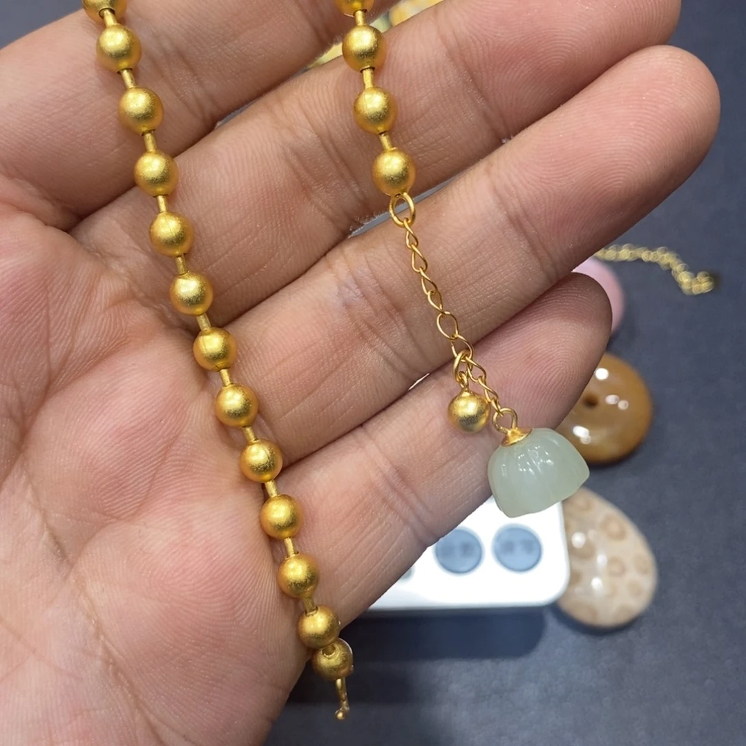 和田玉手链银S925镀金镶嵌