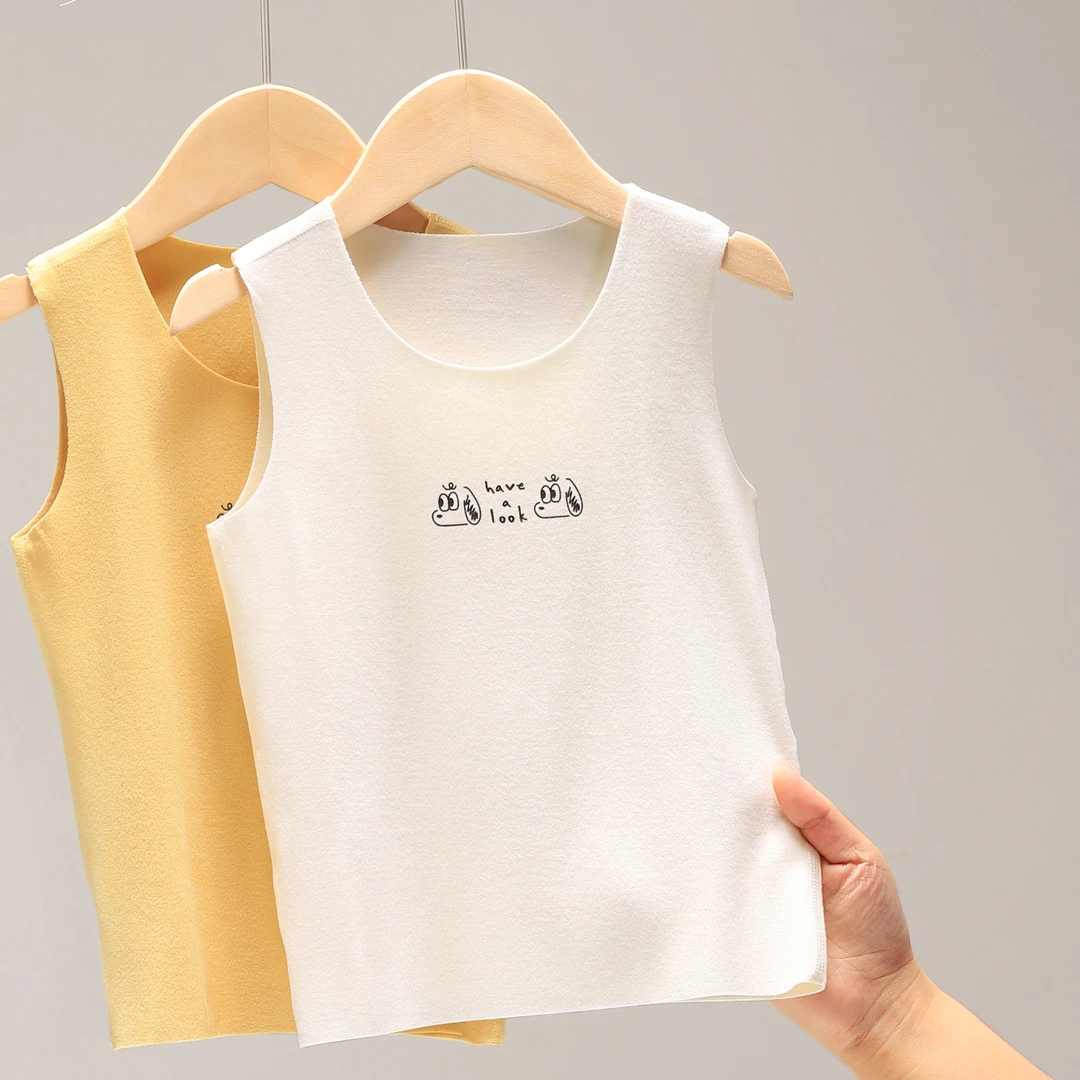 儿童保暖背心大童内穿德绒加厚女童护肚打底男童宝宝秋冬新款1331