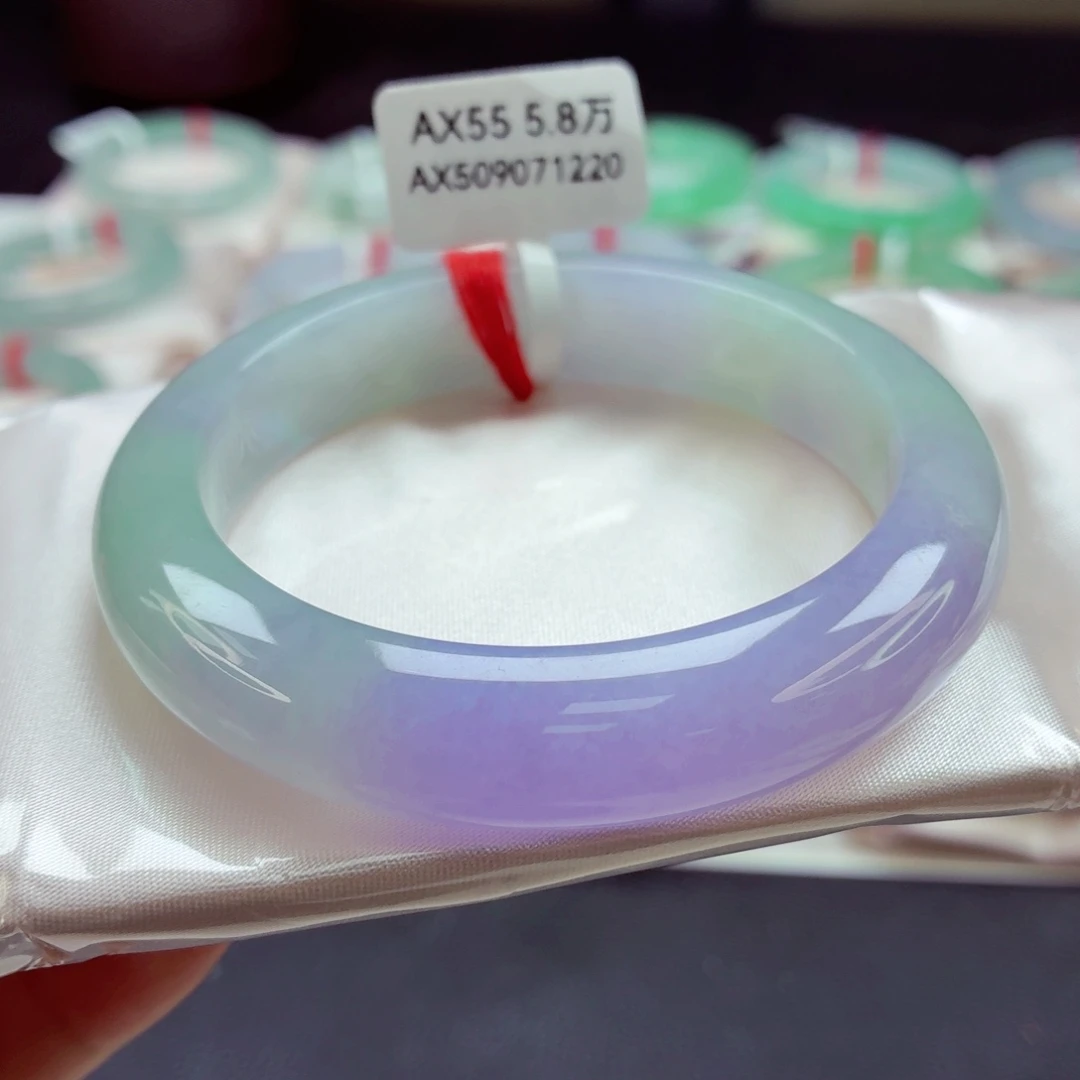 翡翠未镶嵌手镯35号春彩紫罗兰99