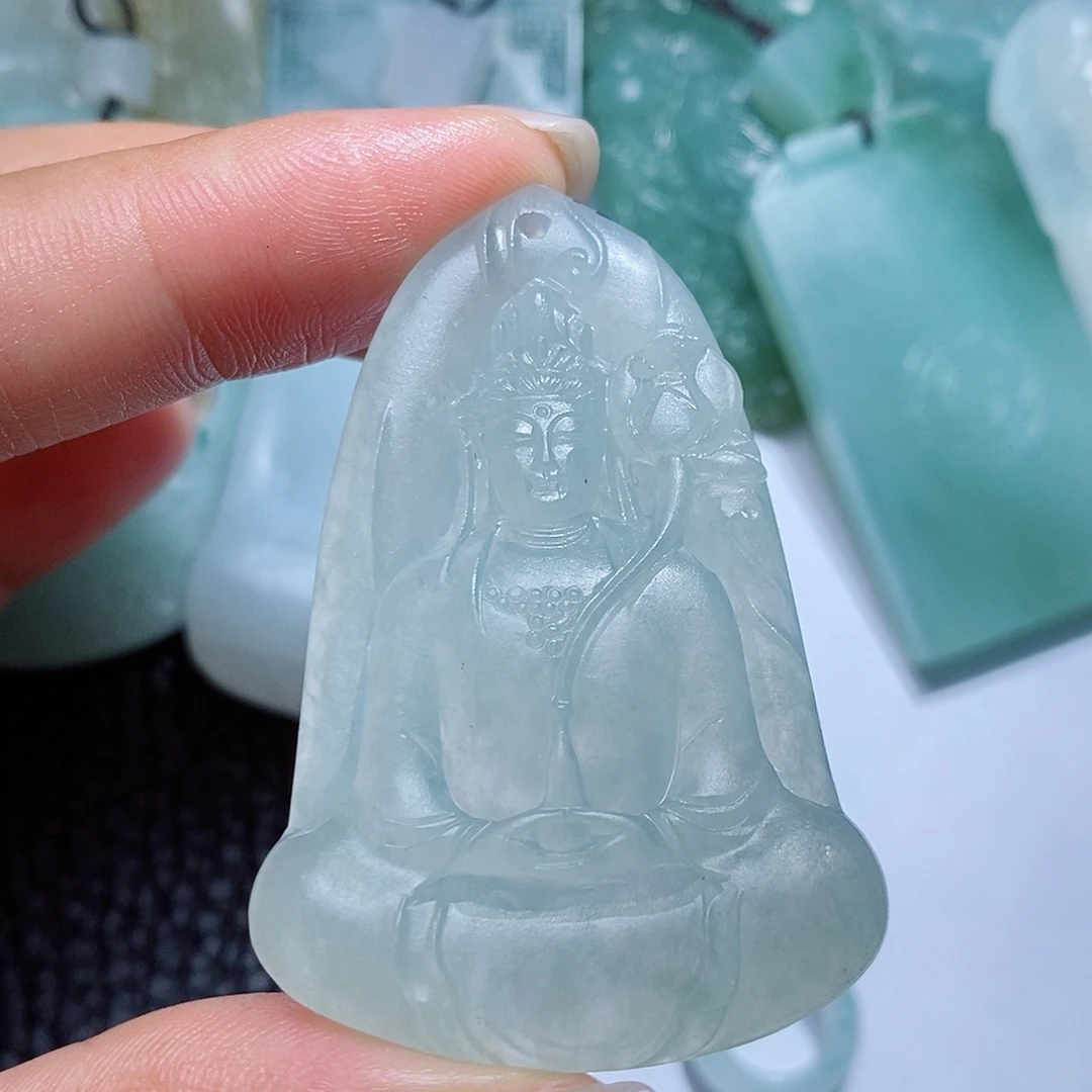 定制翡翠未镶嵌毛货付款后确认抛光