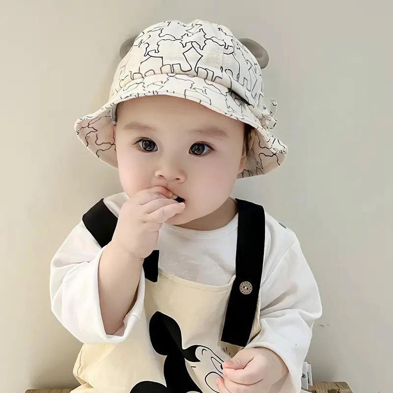 婴儿帽子春秋新款韩版童帽男女宝宝渔夫帽可爱超萌婴幼儿遮阳盆帽