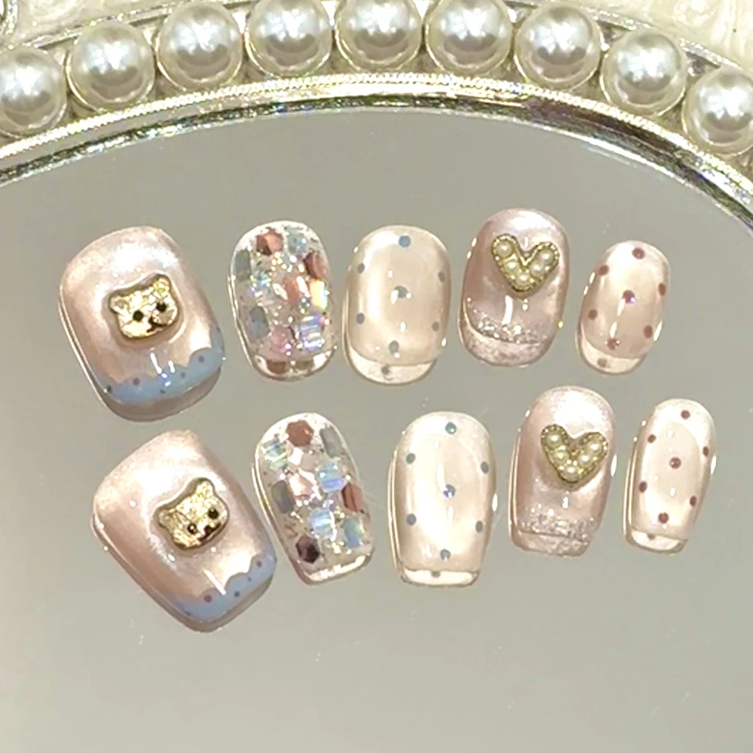 【蓝蓝小熊】宝石猫眼设计师 戴小戴美甲纯手工穿戴甲猫眼甲暑假