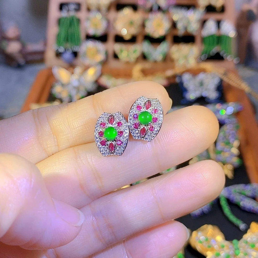 吊坠(不含链)银S925镶嵌翡翠