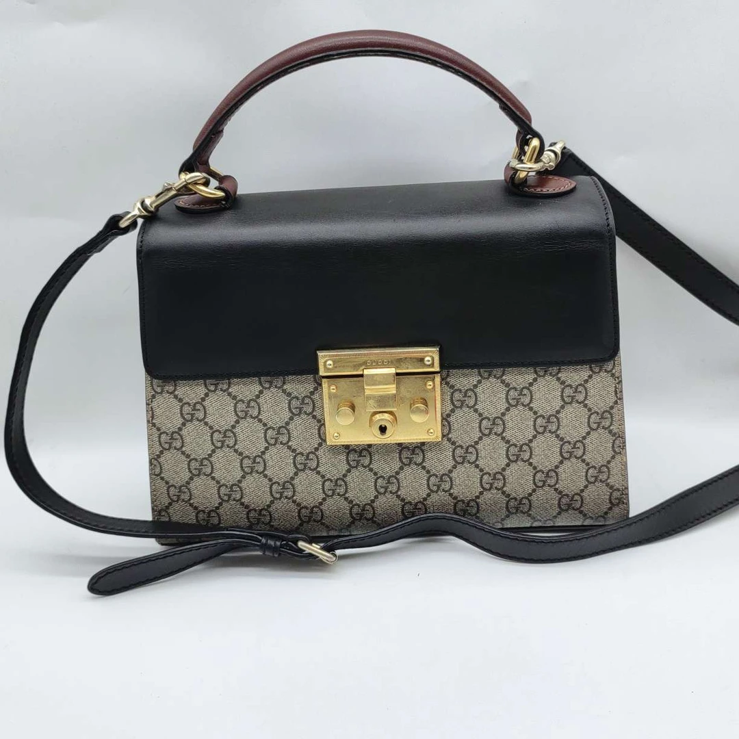 95新 GUCCI/古驰 老花拼黑月光宝盒包1321 4380