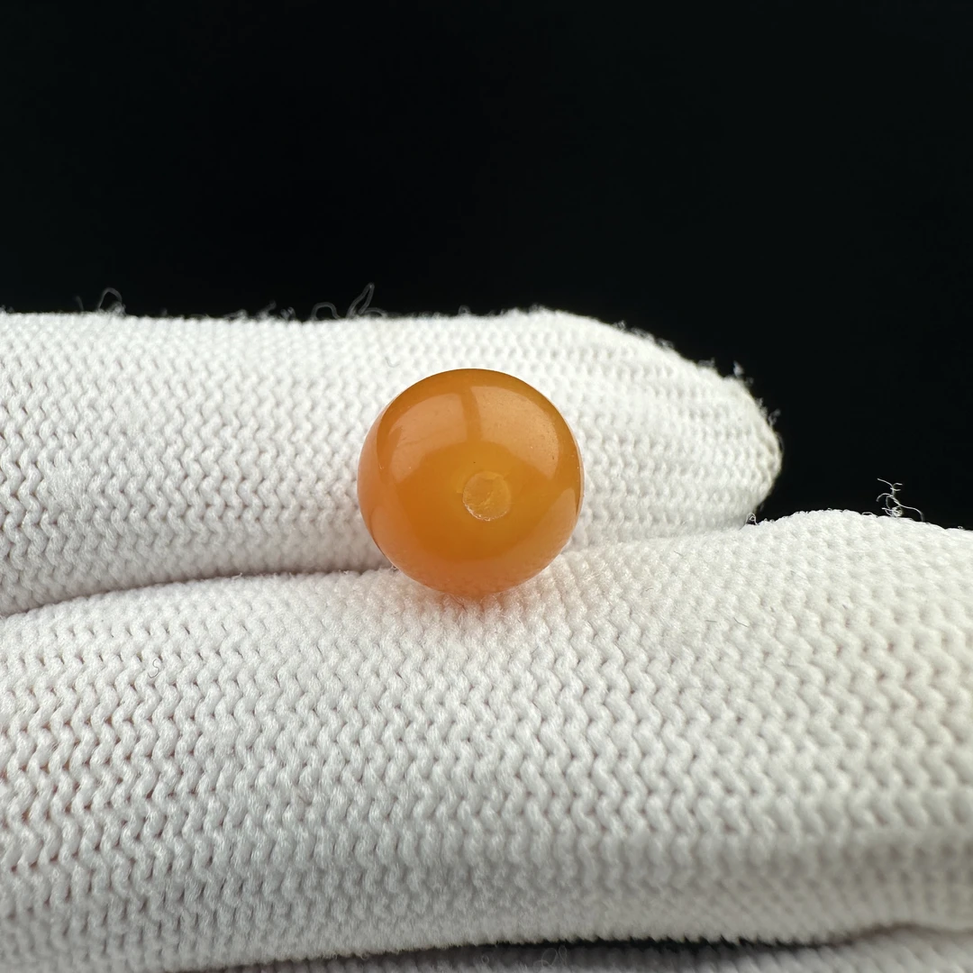 K1314天然原矿蜜蜡 鸡油红扣子10*8.6mm支持复检假一罚十