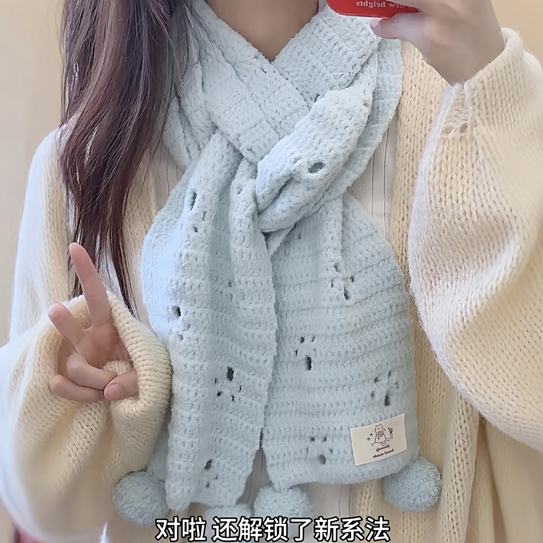 猫咪踏雪围巾毛线手工diy送女生编织围脖猫爪围巾材料包秋冬礼物