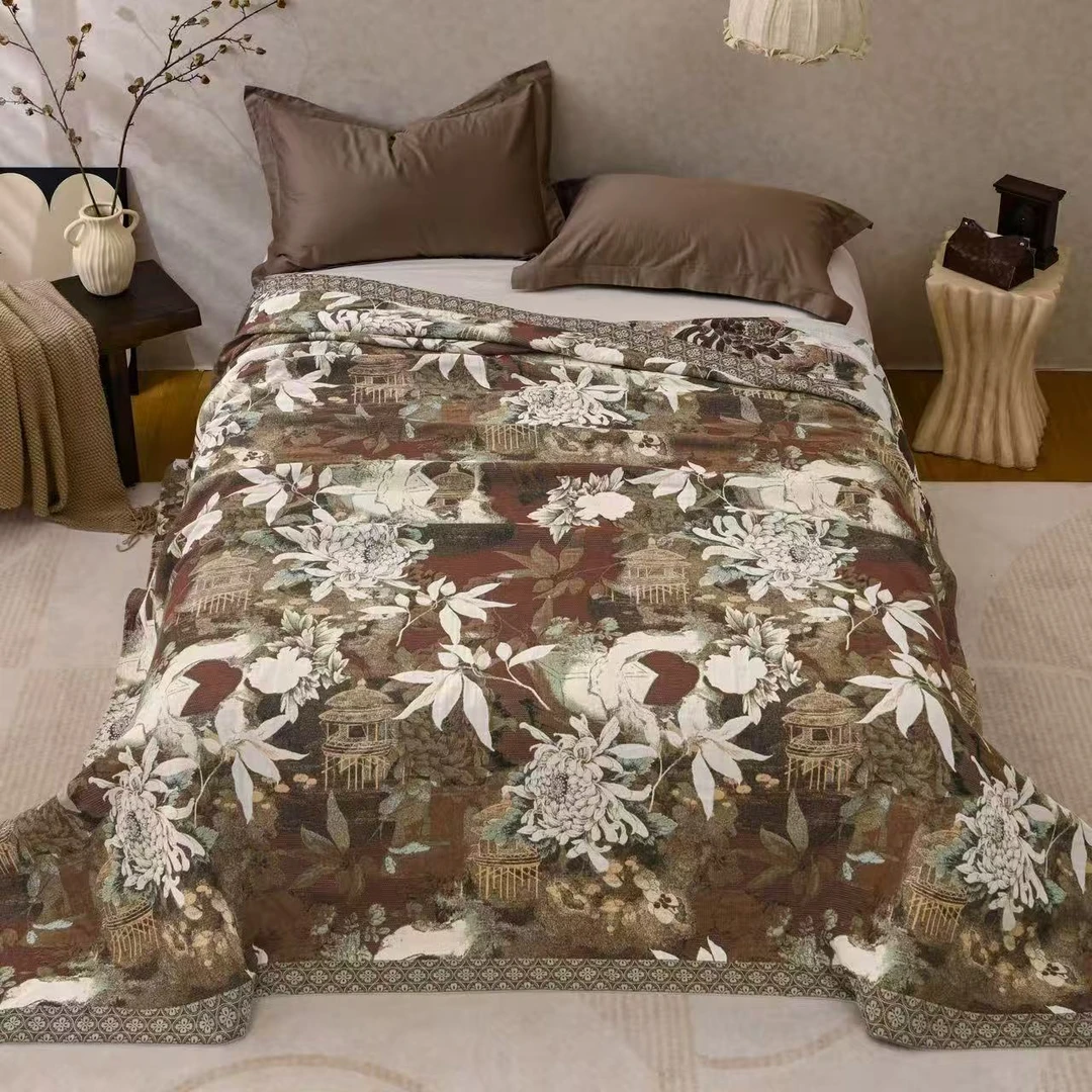 x【加大秘境花筑】230*250cm高奢轻奢贵族毯柔软舒适床盖